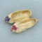 Ruby And Sapphire Ballet Slippers Charm Or Pendant In 14k Yellow Gold