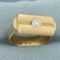 Unique Diamond Double Cylinder Design Ring In 14k Yellow Gold