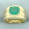 Mens Emerald Statement Ring In 14k Yellow Gold.
