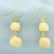 Italian Ball Bead Drop Dangle Earrings In 18k Yellow Gold