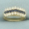 Sapphire And Diamond Cathedral Line Ring In 14k Yellow Gold