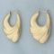 Scalloped Puffy Hoop Earrings In 14k Yellow Gold