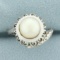Unique Akoya Pearl Spiral Design Ring In 14k White Gold