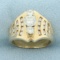 Vertical Diamond 3 Stone Ring In 14k Yellow Gold