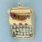 I Love You Gemstone Typewriter Charm Or Pendant In 14k Yellow Gold