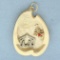 Merry Christmas Nativity Pendant Or Charm In 14k Yellow Gold