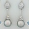Tahitian Pearl And Pave Diamond Dangle Earrings In 18k White Gold