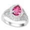 Over 1ct Pink Topaz And Diamond Filigree Ring In Sterling Silver