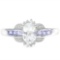 Aquamarine, Tanzanite, And Diamond Ring In Sterling Silver