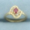 Pink Sapphire And Diamond Ring In 14k Yellow Gold