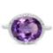 Amethyst And Diamond Oval Halo Statement Ring In Sterling Silver
