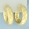 Italian Etched Design Hoop Earrings In 14k Yellow Gold