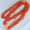 Vintage Red Coral Multi-strand Cameo Necklace In 14k Yellow Gold