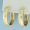 Banded Design Hoop Earrings In 14k Yellow Gold