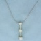 Italian Diamond Past Present Future 3 Stone Necklace In 14k White Gold