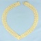 Italian Woven V-neck Heart Necklace In 14k Yellow Gold