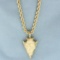 Large Arrowhead Pendant On Rope Chain Necklace In 14k Yellow Gold