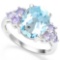 Huge Blue Topaz And Tanzanite Statement Ring In Sterling Silver