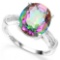 Large Mystic Topaz And Diamond Ring In Sterling Silver