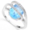 3d Blue Topaz & Diamond Statement Ring In Sterling Silver