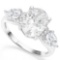 3-stone White Topaz With Diamond Accent Ring In Sterling Silver
