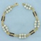 Italian Vintage Pearl Enamel Bracelet In 18k Yellow Gold