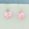 Heart Morganite Stud Earrings In 14k Yellow Gold