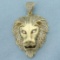 Large Mens Diamond Lion Pendant In 10k Yellow Gold