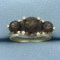Brazilian Smoky Quartz 3-stone Ring In 14k Yellow Gold.