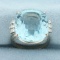 Aquamarine And Diamond Statement Ring In 18k White Gold