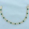 Emerald And Diamond Line Bracelet In 14k Yellow Gold