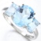 Sky Blue Topaz 3-stone Ring In Sterling Silver