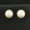 7mm Cultured Akoya Pearl Stud Earrings In 14k Yellow Gold