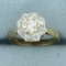 Antique Old European Cut Diamond Flower Ring In 14k Yellow Gold