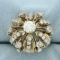 Antique Old European Diamond Starburst Ring In 14k Yellow Gold