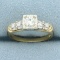 Diamond Accented Engagement Ring In 14k Yellow Gold
