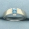 Tension Set Swiss Blue Topaz Ring In 14k White Gold