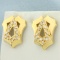 Unique Abstract Designer Cz Earrings In 18k Yellow Gold