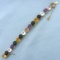 Huge Multi Gemstone Tennis Line Bracelet In 18k Yellow Gold