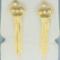 Reversable Herringbone Ball Bead Dangle Earrings In 14k Yellow Gold
