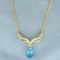 Removable Blue Topaz And Diamond Necklace In 14k Yellow Gold