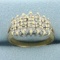 Three Row Diamond Split Shank Ring In 14k Yellow Gold