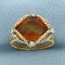 Citrine And Diamond Rope Design Ring In 18k Yellow Gold