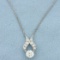 Antique Old European Cut Diamond Necklace In 14k White Gold
