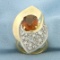 Citrine And Diamond Statement Ring In 18k Yellow Gold