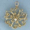 Vintage Buttercup Diamond Wirework Pendant Or Pin Brooch In 14k Yellow Gold
