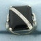 Vintage Onyx And Diamond Ring In 14k White Gold