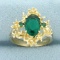 Lab Emerald Designer Ring In 14k Yellow Gold
