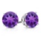 8mm Round Amethyst Stud Earrings In Sterling Silver
