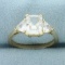 Cz 3-stone Engagement Ring In 10k Yellow Gold